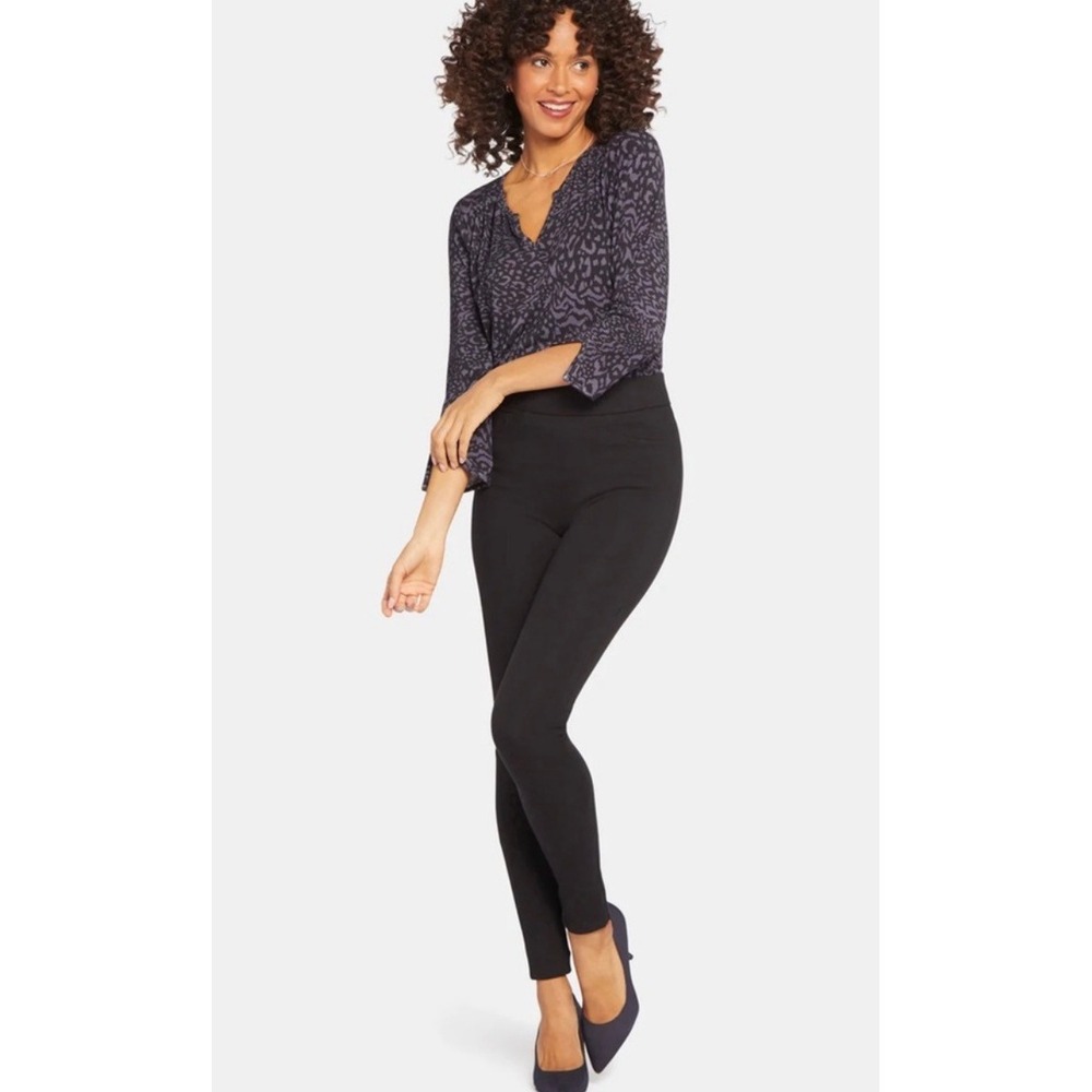 NYDJ Jodie Black Ponte Knit Leggings Pull On Lift Tuck Pants 12 High Rise Skinny